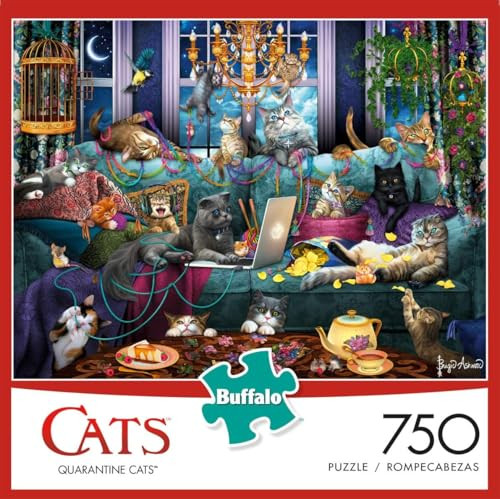 Buffalo Games - Brigid Ashwood - Quarantine Cats - 750 Piece Jigsaw Puzzle For Adults -Challenging Puzzle Perfect for Game Nights - Finished Size is 24.00 x 18.00