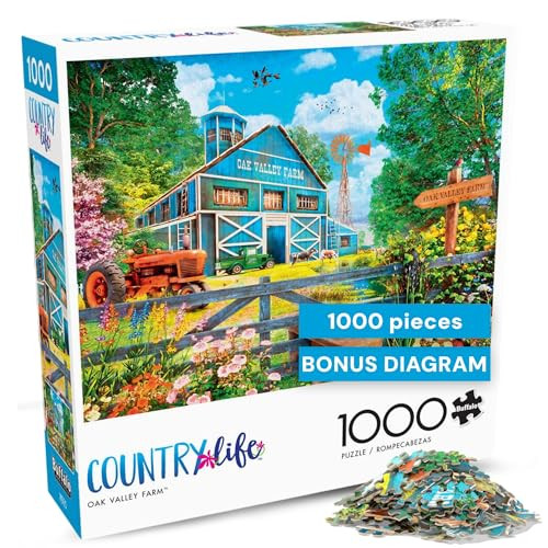 Buffalo Games - 1000 Piece Jigsaw Puzzle Dominic Davison Oak Valley Farm, Made in USA, Premium Recycled Board, Full-Color Poster, able