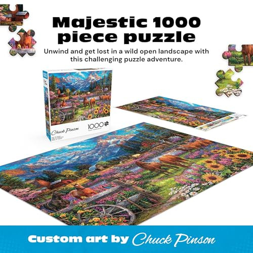 Buffalo Games Puzzles for Adults 1000 Pieces “ Buffalo Games Chuck Pinson™s Escapes:  to Roam, Challenging 1000 Piece Jigsaw Puzzle for Adults with Poster, Premium Puzzle Made in The USA