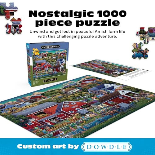 Buffalo Games - Jigsaw Puzzles 1000 Pieces - Dowdle Amish Country - 1000 Piece Puzzle for Adults - Premium able Foil Box with Reference Poster