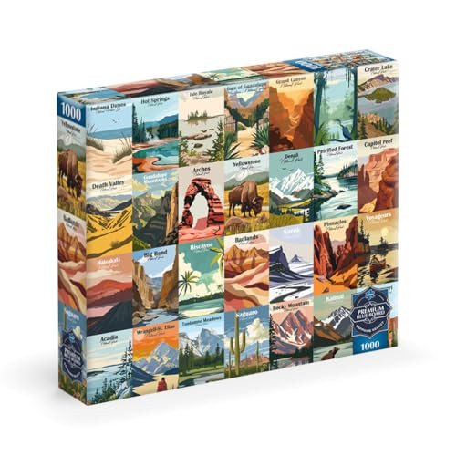 Buffalo Games - Sapphire Select - Our National Parks - 1000 Piece Jigsaw Puzzle “ Challenging & Fun “ Blue Core Puzzle Board “ able Display Box - Full Size Poster Included