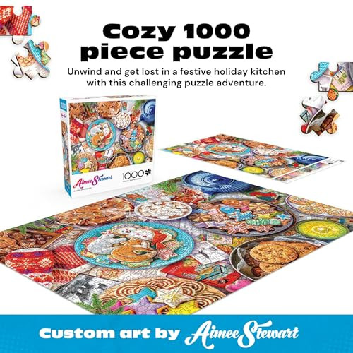 Buffalo Games - Aimee Stewart - Cookies and Cocoa - 1000 Piece Jigsaw Puzzle for Adults Challenging Puzzle Perfect for Game Nights - 1000 Piece Finished Size is 26.75 x 19.75, Large
