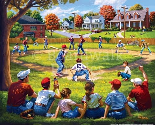 D·O·W·D·L·E Boardwalk Puzzles Up at Bat, 500 Piece Jigsaw Puzzle for Adults, Made in USA