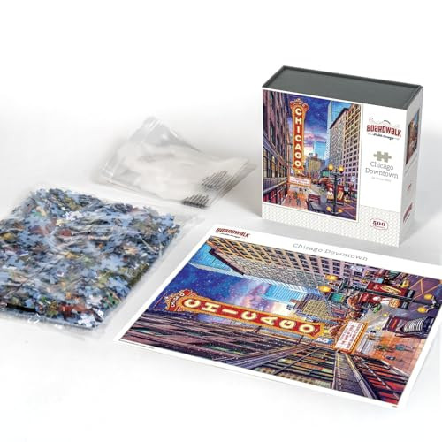 D·O·W·D·L·E Chicago Downtown by Boardwalk - 500 Piece Jigsaw Puzzle for Adults, Made in USA