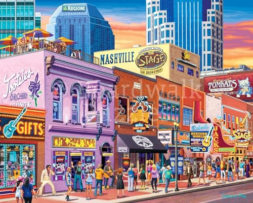 D·O·W·D·L·E Nashville Music City by Boardwalk - 500 Piece Jigsaw Puzzle for Adults, Made in USA