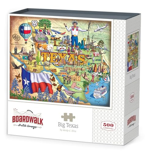 D·O·W·D·L·E Boardwalk Puzzles Big Texas, 500 Piece Jigsaw Puzzle for Adults, Made in USA