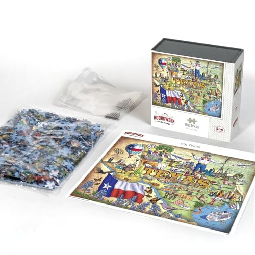 D·O·W·D·L·E Boardwalk Puzzles Big Texas, 500 Piece Jigsaw Puzzle for Adults, Made in USA