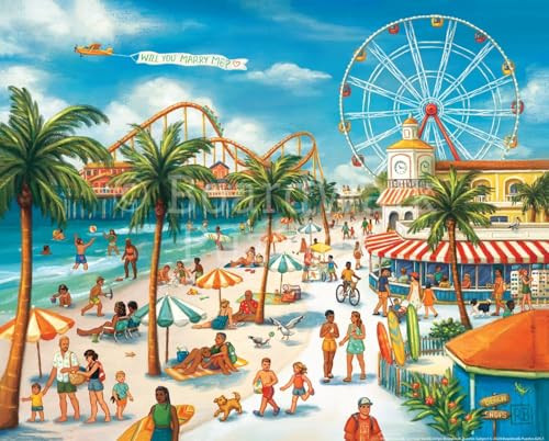 D·O·W·D·L·E Boardwalk Puzzles Seaside Carnival, 500 Piece Jigsaw Puzzle for Adults, Made in USA