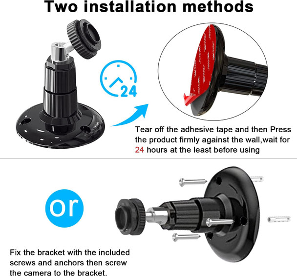 3PACK Screwless Wall Mount Bracket for Blink Outdoor 4th Gen & 3rd Gen and Indoor Camera Blink XT2,360 Degree Adjustable Strong Adhesive Mount，2 Ways Installation VHB Stick On or Screws, No Tools Need