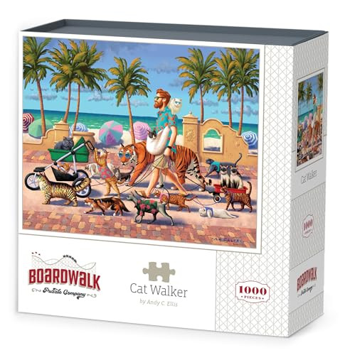 D·O·W·D·L·E Boardwalk Puzzles Cat Walker, 1000 Piece Jigsaw Puzzle for Adults, Made in USA