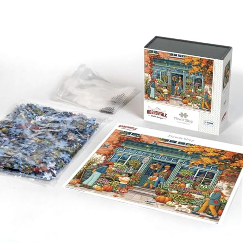 D·O·W·D·L·E Boardwalk Puzzles Flower Shop, 1000 Piece Jigsaw Puzzle for Adults, Made in USA