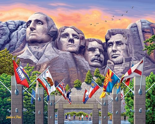 D·O·W·D·L·E Boardwalk Puzzles Mt. Rushmore, 1000 Piece Jigsaw Puzzle for Adults, Made in USA