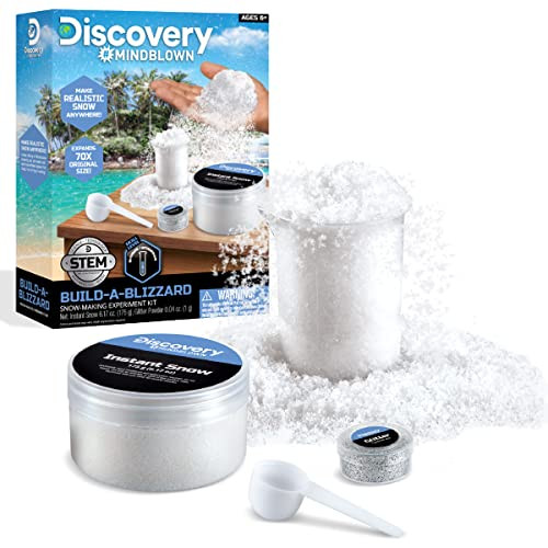 Discovery #Mindblown Build-A-Blizzard Snow Making Experiment Set, Instantly Create Lifelike Snow, Non-Toxic and Safe, Just Add Water, Includes Glitter and Beaker, Fun Science Kit for Kids Ages 6+