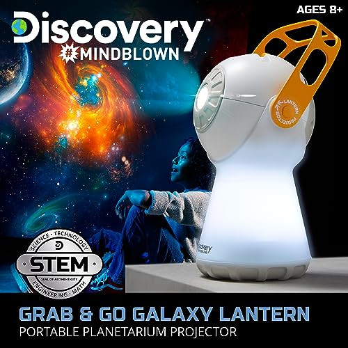 Discovery„¢ #Mindblown Grab & Go Galaxy Lantern Portable Planetarium Projector, 24 Space-Themed Projection Slides, Ambient Nightlight Mode, Kid's Astronomy Toy,  Storage Compartment