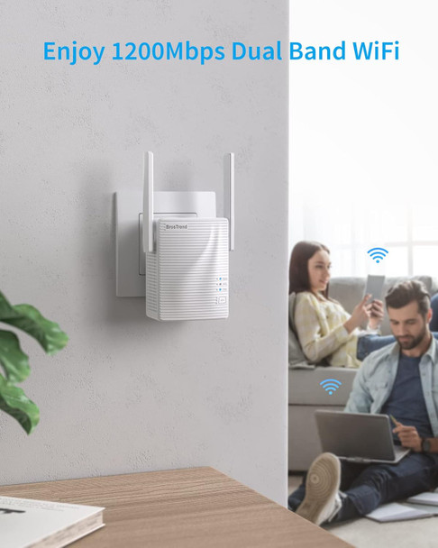 BrosTrend WiFi Extender AC1200 WiFi Booster and Signal Amplifier, 1200Mbps Dual Band WiFi Extender Signal Booster for Home Coverage Up to 1600 sq.ft. Internet Booster, WPS Easy Setup, Wall Plug Design BrosTrend WiFi Extender AC1200 WiFi Booster and Signal Amplifier, 1200Mbps Dual Band WiFi Extender Signal Booster for Home Coverage Up to 1600 sq.ft. Internet Booster, WPS Easy Setup, Wall Plug Design