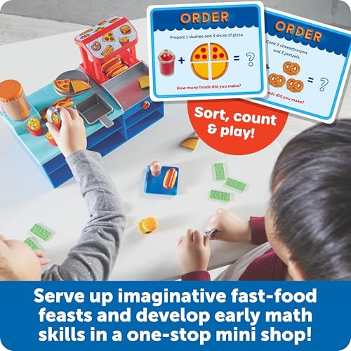 Learning Resources Mini Snack Shop Sorting Set, Play Food Shop, Role Play Store, Kids Kitchen Playset Accessories, Cooking Games, Fine Motor Skills, Toddler Toys, Girl and Boy Birthday