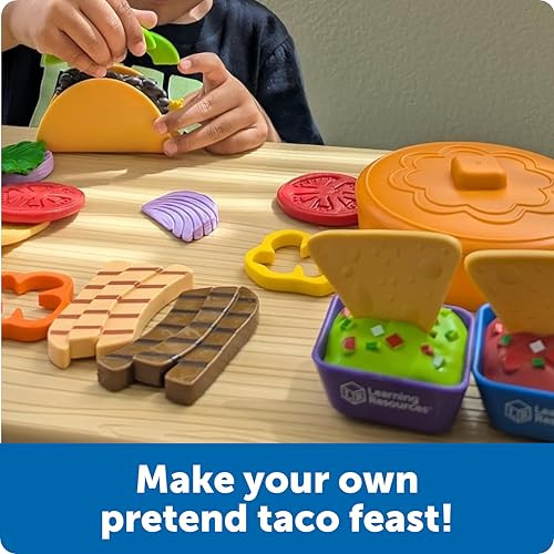 Learning Resources  Sprouts Taco Night, 28 Pieces, Ages 18 Months+, Play Food for Kids Kicthens, Grocery Store Pretend Play, Play Kitchen Accessories