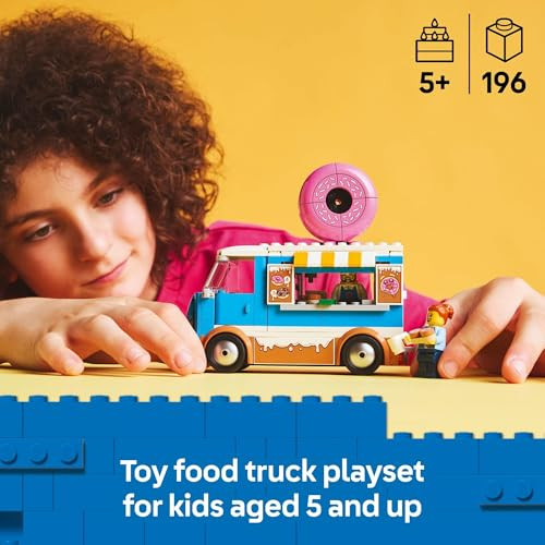 LEGO City Donut Truck Toy - Building Toy for Kids, Boys and Girls, Ages 5+ - Mobile Donut Stand with 2 Minifigures and Other Accessories - Fun  Idea for Birthdays & Holidays - 60452