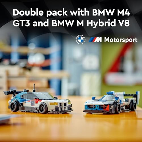 LEGO Speed Champions BMW M4 GT3 & BMW M Hybrid V8 Race Cars, BMW Toy for Kids with 2 Buildable Models and 2 Driver Minifigures, Car Toy Birthday  Idea for Boys and Girls Ages 9 and Up, 76922