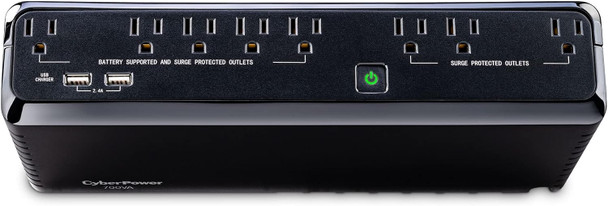 CyberPower SL700U Standby UPS System, 700VA/370W, 8 Outlets, Slim Profile, Black CyberPower SL700U Standby UPS System, 700VA/370W, 8 Outlets, Slim Profile, Black