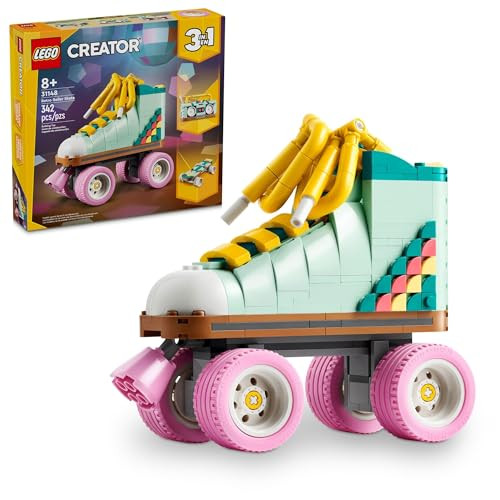 LEGO Creator 3 in 1 Retro Roller Skate Building Kit, Transforms from Roller Skate Toy to Mini Skateboard to Boom Box Radio, Birthday  for Skaters, Cool Toy for Boys and Girls Ages 8 and Up, 31148