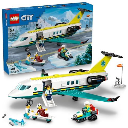 LEGO City Emergency Air Ambulance Airplane Building Toy for Kids - Pretend Play Rescue Airplane Model for Boys & Girls, Ages 6+ - Building Blocks W/Hero Minifigures -  Idea for Birthdays - 60465