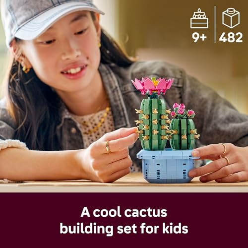 LEGO Botanicals Flowering Cactus Building Toy - Crafting Kit for Girls & Boys, Ages 9+ -  for Valentines Day - Cactus Room Decor for Display for Bedroom or Book Shelf - 11509