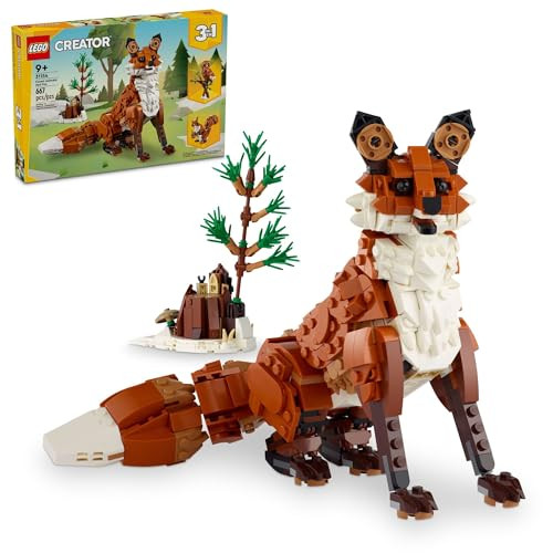 LEGO Creator 3 in 1 Forest Animals Red Fox Toys - Building Toys for Kids, Boys & Girls, Ages 9+ - W/ 3 Building Options into Fox, Owl, or Squirrel -  for Birthdays - 31154