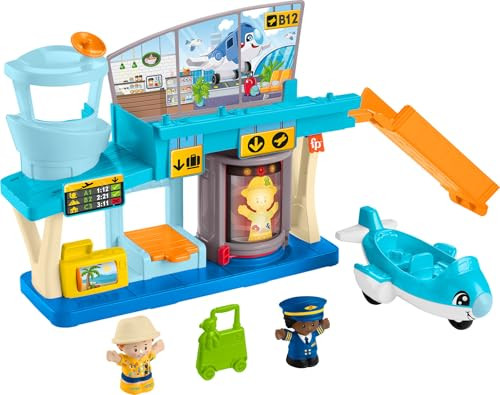 Little People Fisher-Price Little People Toddler Toy Everyday Adventures Airport Playset with Airplane for Preschool Pretend Play Ages 1+ Years