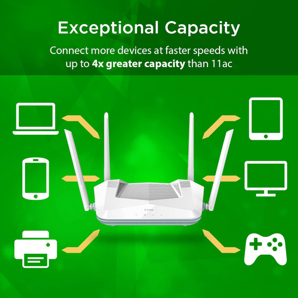 D-Link Eagle Pro Ai WiFi 6 Smart Internet Router (AX3200) - Optimized for Gaming & Streaming, Compatible with Alexa and Google, AX3200 (R32) D-Link Eagle Pro Ai WiFi 6 Smart Internet Router (AX3200) - Optimized for Gaming & Streaming, Compatible with Alexa and Google, AX3200 (R32)
