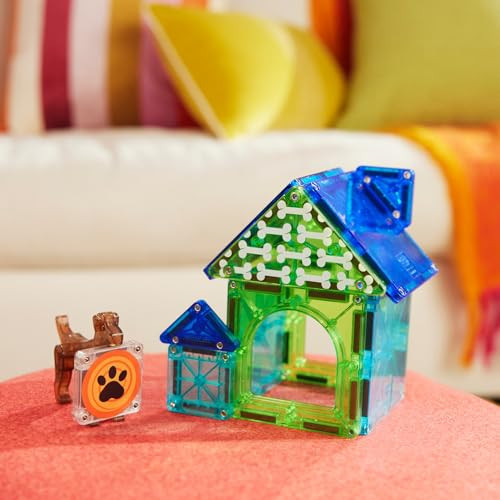 MAGNA-TILES Dog House 13-Piece Magnetic Construction Set, The Original Magnetic Building Brand