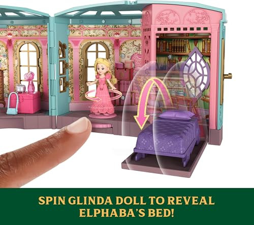 Mattel Universal Pictures™ Wicked So Popular Dorm Small Doll Playset with 3 Play Spaces & 9 Accessories, Inspired by The Movie