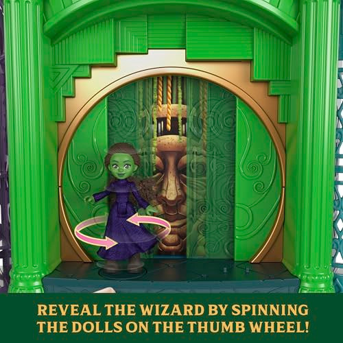Mattel Universal Pictures™ Wicked Emerald City Playset with Glinda & Elphaba Small Dolls, 5 Play Spaces & 15 Accessories, Inspired by The Movie