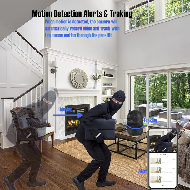 Indoor Security Camera, 2K 5GHz WiFi Camera for Home Security, Dog Pet Camera with Phone App, Motion Tracking, Crying Alert, 2-Way Audio, IR Night Vision, Works with Alexa & Google Assistant (Black) Indoor Security Camera, 2K 5GHz WiFi Camera for Home Security, Dog Pet Camera with Phone App, Motion Tracking, Crying Alert, 2-Way Audio, IR Night Vision, Works with Alexa & Google Assistant (Black)