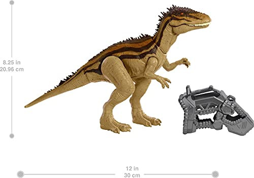 Mattel Jurassic World Mega Destroyers Dinosaur Action Figure, Carcharodontosaurus Brown Dino Toy with Attack Motion & Breakaway Accessory