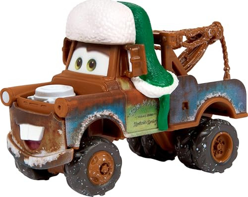 Mattel Disney and Pixar Cars Toy Multipack, Set of 5 Winter-Themed Vehicles Including a Holiday Hotshot Lightning McQueen & 2 Plastic Accessories ( Exclusive)