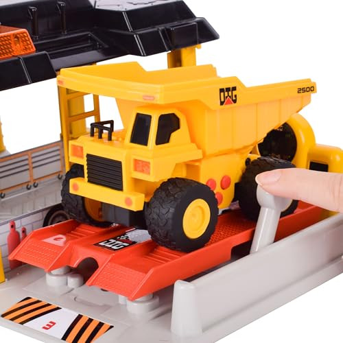 Maxx Action Mini Dig Vehicle Motorized Playset Construction Site Garage with Front Loader and Helicopter
