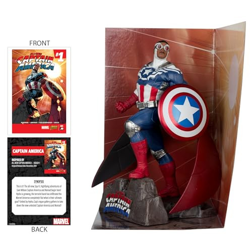 McFarlane Toys - Marvel Captain America 1:10th Scale Collectible with Scene (All- Captain America #1)