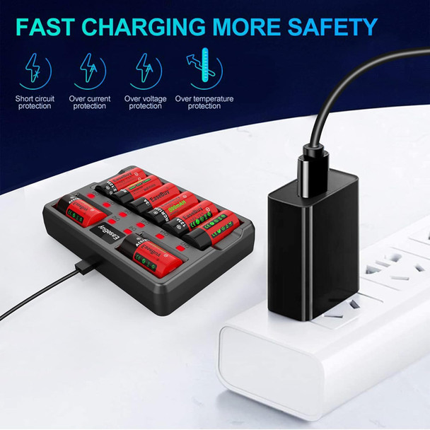 123A Rechargeable Batteries, 16-Pack 800mAH 123A Arlo Batteries Rechargeable and CR123A Charger for Arlo VMS3130 VMC3030 VMK3200 VMS3330 3430 3530 Cameras, Alarm System, Flashlight