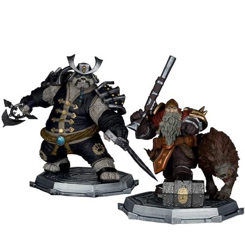 McFarlane Toys - World of Warcraft Dwarf Hunter: Beastmaster & Marksman and Pandaren: Monk & Rogue 1:12 Scale Posed Figure Deluxe 2pk Gold Label