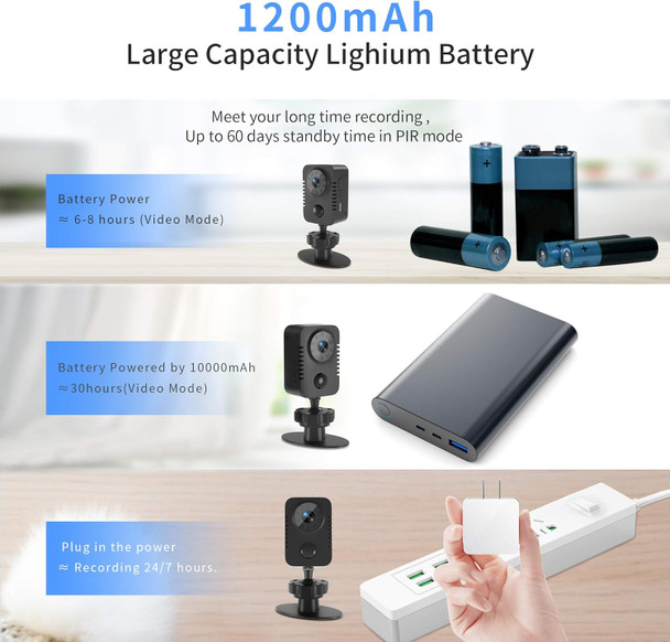 HD 1080p Body Camera Mini Spy Camera Hidden with PIR Motion Detector and Night Vision Small Nanny Cams Portable Indoor Video Cameras Home Security Surveillance Cam 60 Days Standby-(No WiFi) HD 1080p Body Camera Mini Spy Camera Hidden with PIR Motion Detector and Night Vision Small Nanny Cams Portable Indoor Video Cameras Home Security Surveillance Cam 60 Days Standby-(No WiFi)