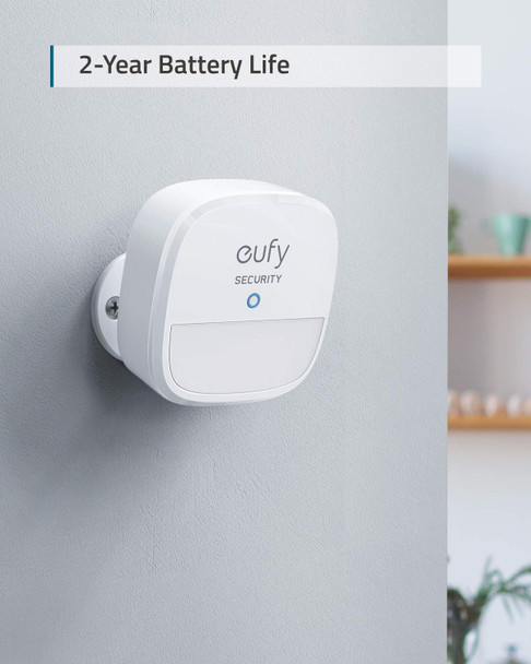 Motion Sensor, eufy Security Home Alarm System, 100° Coverage, 30 ft Detection Range, 2-Year Battery Life, Adjustable Sensitivity, HomeBase Required, Optional 24/7 Protection Service, Home Security Motion Sensor, eufy Security Home Alarm System, 100° Coverage, 30 ft Detection Range, 2-Year Battery Life, Adjustable Sensitivity, HomeBase Required, Optional 24/7 Protection Service, Home Security