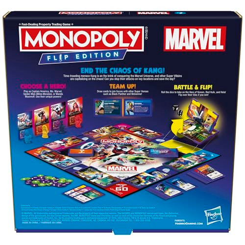 Monopoly Flip Edition: Marvel Board Game  Ages 8 and Up  2 to 4 Players  Family Board Games for Kids, Teens, and Adults