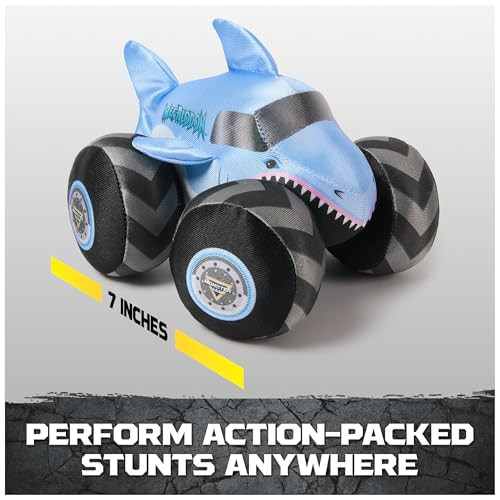 Monster Jam  Official Megalodon Monster Truck with Sound, Plush Toy, Shark Monster Truck for Boys and Girls, Kids Toys for Ages 3 and Up, 7