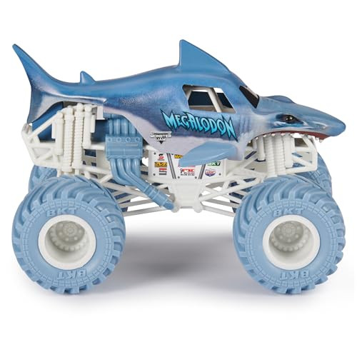 Monster Jam , Official Megalodon Monster Truck - Retro 2017 Original Edition 1:24 Scale Die-Cast Vehicle and BKT Tread Tires, Collectible for Fans & Birthday Parties, Kids Toys Ages 3+