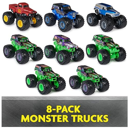 Monster Jam , Grave Digger 40th Anniversary 8-Pack Monster Trucks with Bonus Accessories, 1:64 Scale, Kids Toys for Boys and Girls 3 and up