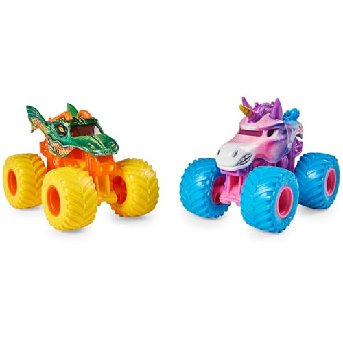 Monster Jam , Official Dragon Vs. Sparkle Smash Die-Cast Monster Trucks, 1:64 Scale, Kids Toys for Boys Ages 3 and up