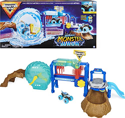 Monster Jam , Megalodon Monster Wash, Includes Color-Changing Truck, Interactive Water Play Kids Toys for Aged 3 and Up