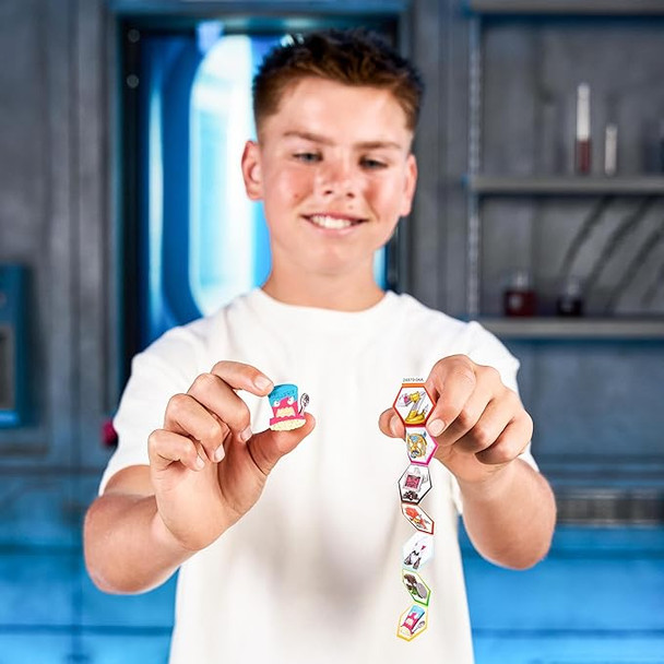 MRBEAST LAB Swarms Battle Fusion Series Mega Lab Pack “ Includes 14 Micro Beasts with Ultra Rare Swarm Sword, 80+ to Collect, Stickers & Stackable Fusion Caps for Display