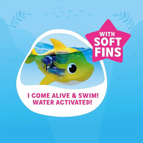 Robo Alive Junior Baby Shark  Silicon Fins Version Singing and Swimming Baby Shark (Yellow) by ZURU